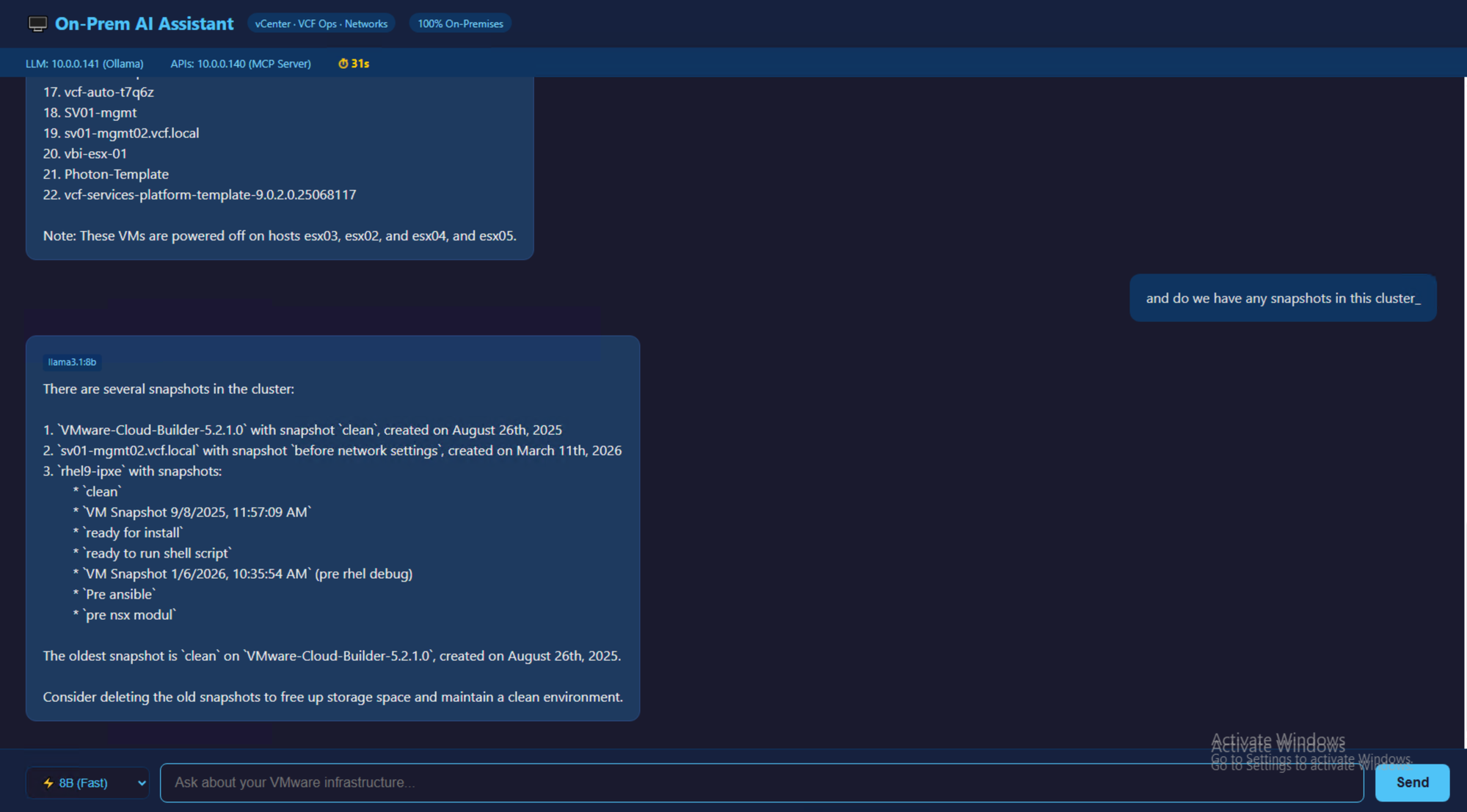 Snapshot analysis with cleanup recommendation