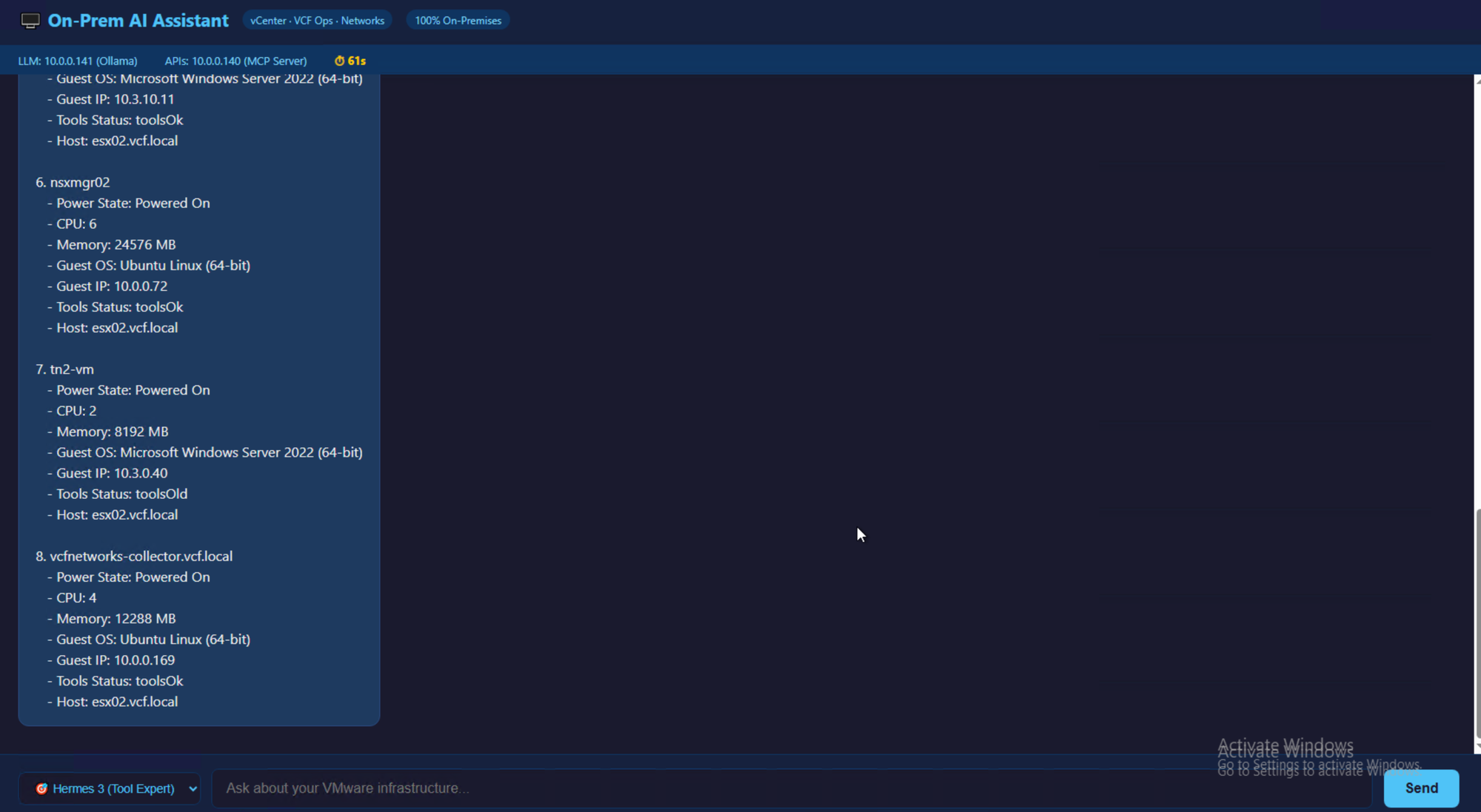 Hermes 3 detailed VM listing