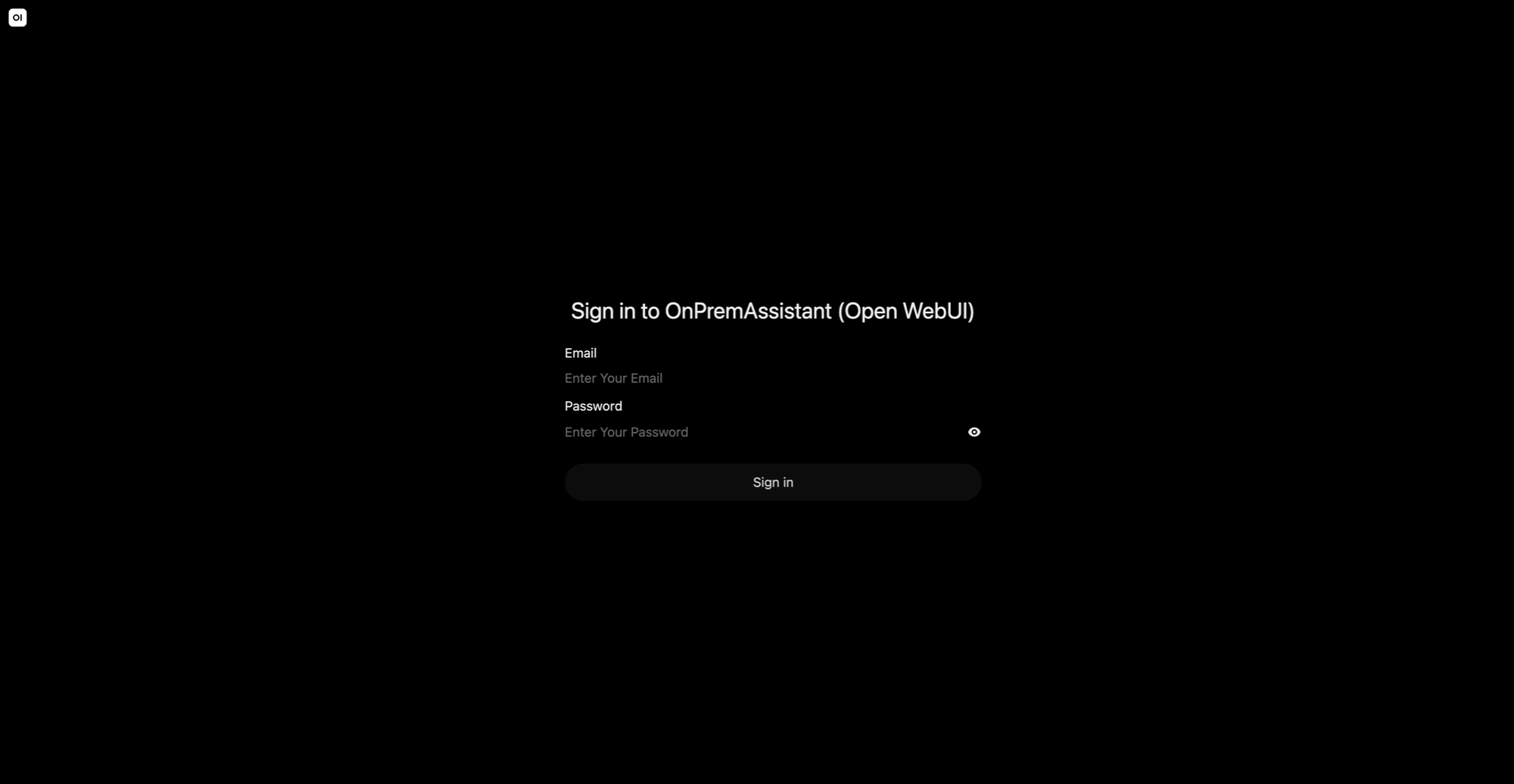 The Open WebUI sign-in page, served from the published port