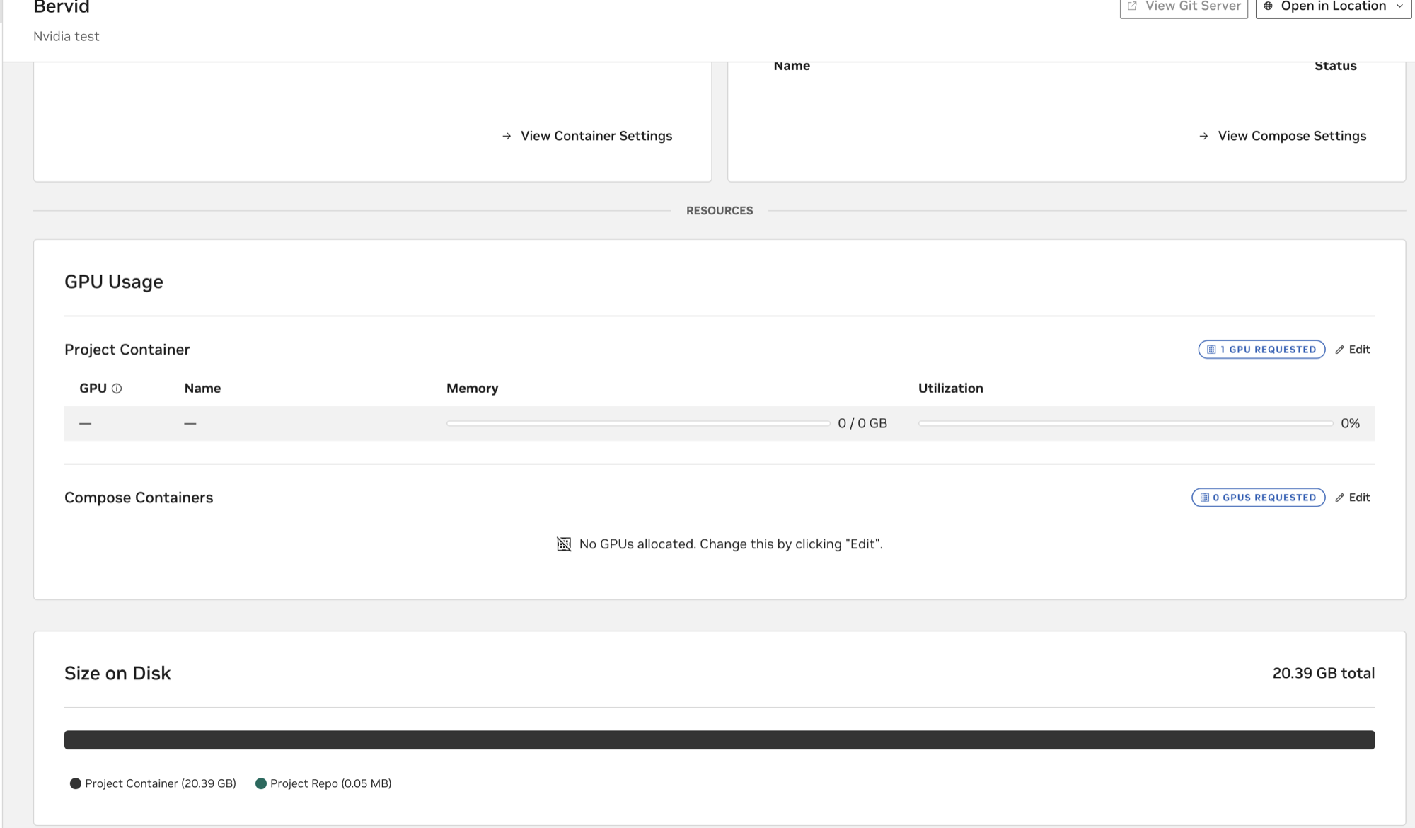 The NVIDIA AI Workbench project page for the Compose project